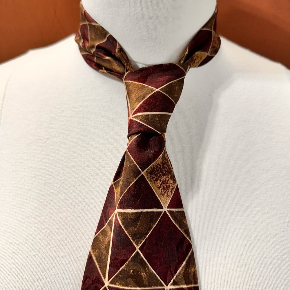 Robert Talbott Studio Mens Tie Geometric Brown Multicolor Necktie Vintage Cravat